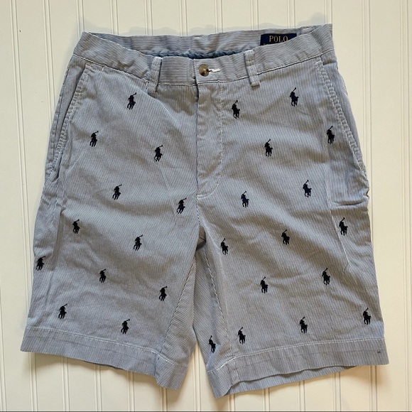 Polo Ralph Lauren Other - POLO Ralph Lauren  Seersucker  “All Over” Polo Pony Flat Front Shorts!   30